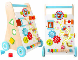 Drewniany chodzik pchacz wózek edukacyjny ECOTOYS