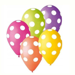 Balony Lateksowe Kolorowe W Groszki 12" Mix 6szt