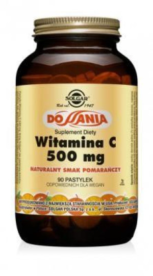 SOLGAR Witamina C smak pomarańczowy, 90 pastylek