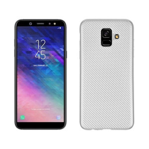 Etui Carbon Fiber Samsung A6 2018 srebrny/silver