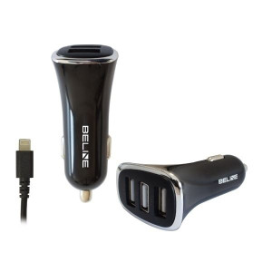 Ład. sam. Beline 3xUSB + lightning 4A czarna/black iPhone 5/6/7/8/X/Xs/Xr