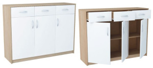 Komoda 3 Szuflady Półka Salon K023 Kolor Sonoma-biały 110cm