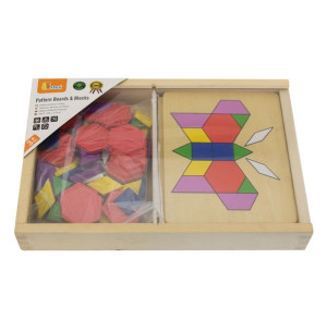 Drewniana Mozaika Geometryczna Viga Toys Układanka Logiczna Klocki 148 el