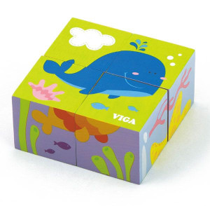 Drewniana układanka Morze Puzzle Viga Toys 4 klocki