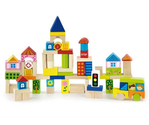 Drewniane Klocki Edukacyjne w Wiadrku Viga Toys Miasto 75 elementów