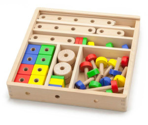 Drewniany zestaw konstrukcyjny Viga Toys 53 elementy w skrzynce