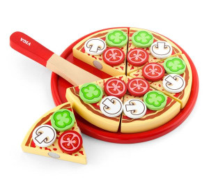 Drewniana Pizza do krojenia z dodatkami Viga Toys