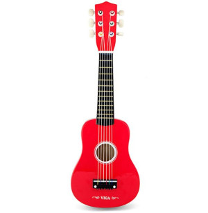Viga Drewniana gitara dla dzieci Czerwona 21 cali 6 strun