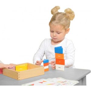 Drewniana Gra Dla Dzieci Kolorowe Klocki i Kubeczki Trójkąty Masterkidz