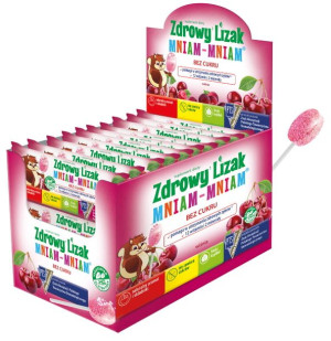 Zdrowy Lizak Mniam-mniam Musująca Wiśnia 12 Wit I Minerały Display 40szt