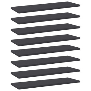 Półki na książki, 8 szt., szare, 60x20x1,5 cm, płyta wiórowa
