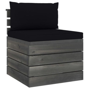 Ogrodowa sofa środkowa z palet, z poduszkami, drewno sosnowe