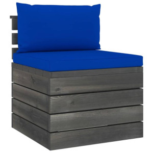 Ogrodowa sofa środkowa z palet, z poduszkami, drewno sosnowe