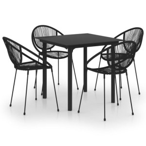 5-cz. zestaw mebli ogrodowych, rattan PVC, czarny