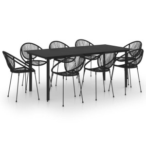 9-cz. zestaw mebli ogrodowych, rattan PVC, czarny
