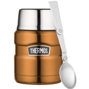 Termos na jedzenie z składaną łyżką i kubkiem Thermos 0,47l  – miedziany