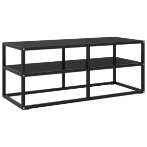 Szafka pod telewizor, czarna z czarnym szkłem, 100x40x40 cm