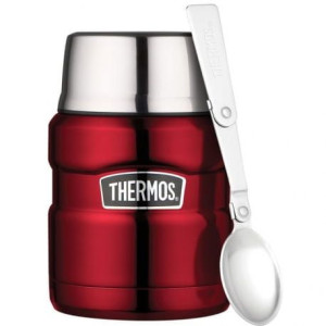 Termos na jedzenie z składaną łyżką i kubkiem Thermos 0,47l czerwony