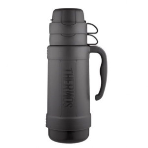 Szklany termos z dwoma kubkami Thermos 1l czarny