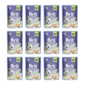 Pakiet Brit Premium Trout Fillets in Jelly Pstrąg Galaretka 12 x 85 g
