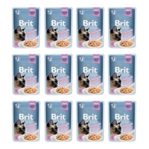 Pakiet Brit Premium Sterilised Cats Salmon Fillets Łosoś 12 x 85 g