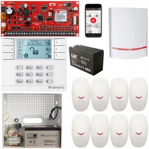 Genevo Alarm Domowy Lcd Gsm Sms Prima 64set Czujki