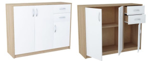 Komoda 2 Szuflady Półka K021 Kolor Sonoma-biały 110 X 35 X 85cm