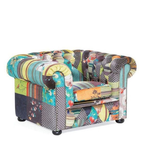 Fotel patchwork żółty CHESTERFIELD