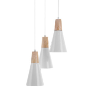 Lampa wisząca 3 klosze metalowa biała TICINO