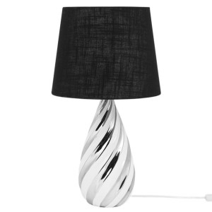 Lampka nocna ceramiczna srebrno-biała VISELA