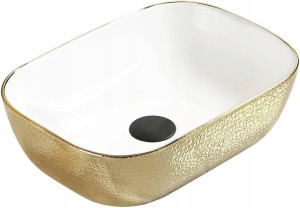 Mexen Rita umywalka nablatowa 45 x 32 cm biała/złota - 21084554