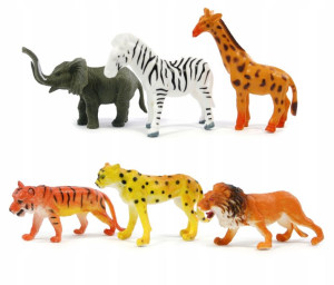 FIGURKI ZWIERZĄT DZIKIE zoo safari ŻYRAFA LEW SŁOŃ