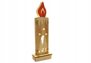 Ozdoba Świąteczna Drewniana Led Świeca 40 Cm Duża
