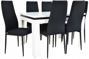 Biało czarny roskładany stół 80x120 plus 6 krzeseł