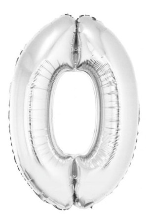 Balon 75cm Cyfra Srebrna 0