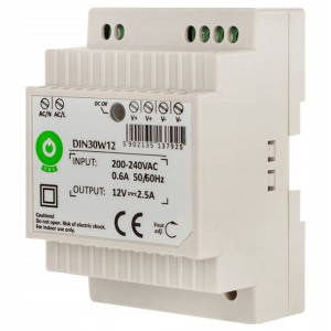 Zasilacz do taśm LED na szynę DIN 2,5A 30W 12V