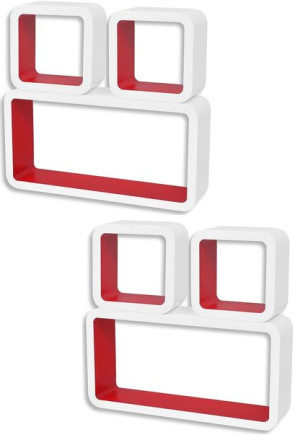 Zestaw biało-czerwonych półek ściennych - Lara 3X
