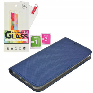 ETUI kabura Magnet Samsung Galaxy A30 granat szkło