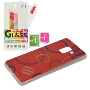 Etui Mercury DaVinci Samsung A8 2018 szkło czerwon