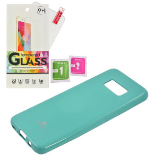 Etui Guma Jelly Mercury Mięta Samsung S8 szkło