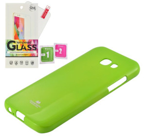 Etui Jelly Mercury limonka Samsung A5 2017 szkło