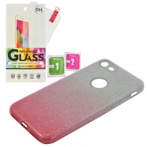 Etui Case Shinning Iphone 7 / 8 róż wycięcie Szkło