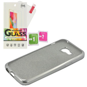 Etui Bumper Glitter Samsung A3 2017 szkło srebrny