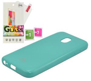 Etui Jelly Mercury mięta Samsung J3 2017 szkło