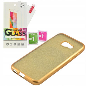 Etui Bumper Glitter Samsung A3 2017 szkło złoty