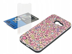 Etui Print Hearts RÓŻ do Samsung A3 2017 + szkło