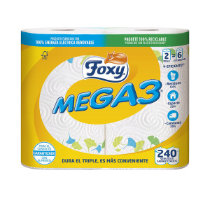 Foxy Papier essuie-tout triple durée MEGA3 2 rouleaux