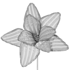 Eurofirany KWIAT ŚWIĄTECZNY DEKORACYJNY 51B (FI) 24 CM SREBRNY