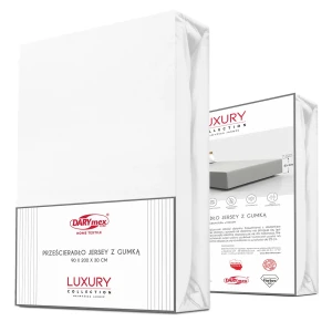 Darymex Prześcieradło jersey elastan z gumką WHITE BIAŁY 220x200x30
