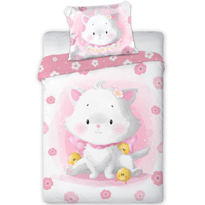 Darymex Pościel bawełna 100x135 + 40x60 Kotek róż